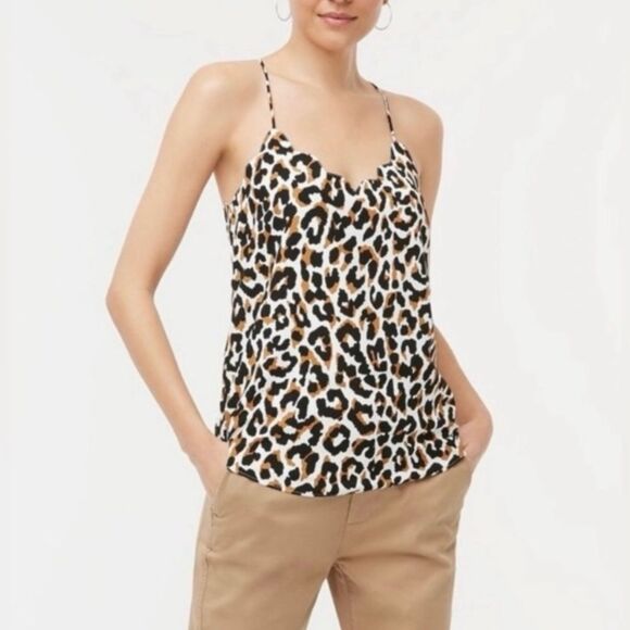 J. Crew Leopard Print Scalloped Neckline Cami - Picture 1 of 9